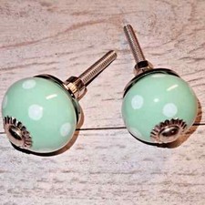Set 2 Pomelli in Ceramica Festa - Verde, Bianco, Argento - Diametro 3 cm