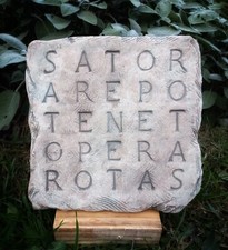 QUADRATO MAGICO TERRACOTTA ORDINE TEMPLARE SATOR TENET appendere murare 25x25CIR
