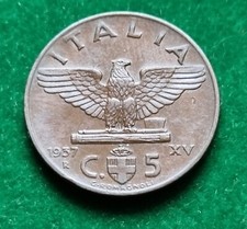 REGNO D'ITALIA REGNO VITTORIO EMANUELE III° SAVOIA 5 CENTESIMI 1937 XV° (IMPERO)