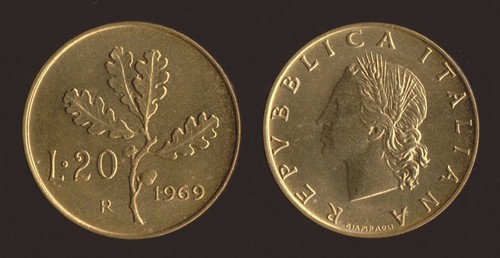 Lire 1969 ramo - di, quercia