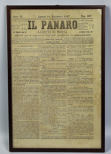 Antico Quadro FOGLIO DI GIORNALE Documento IL PANARO GAZZETTA DI MODENA del 1867