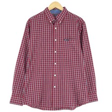 Vintage Chaps Camicia da Uomo Maniche Lunghe Rosso Scuro a Quadri Tb9 Taglia L
