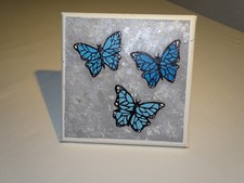 QUADRO FARFALLE TURCHESI DIPINTO A MANO SU TELA 15x15 CM – FRANCESCA CRIPPA