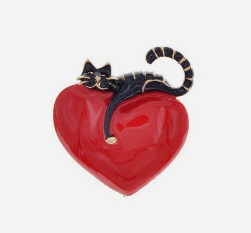 Spilla gioiello gatto nero - , con