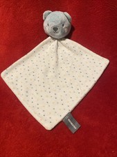 ?? Doudou plat Ours bleu blanc à pois bleu jaune ORCHESTRA NEUF Jamais Utilisé