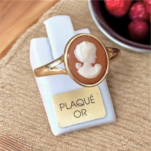 Bague camée rouge - bague, plaqué