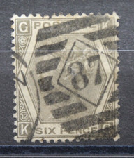 GRAN BRETAGNA 1872 REGINA VITTORIA 6 P. GRIGIO TIMBRATO USED (C.3)