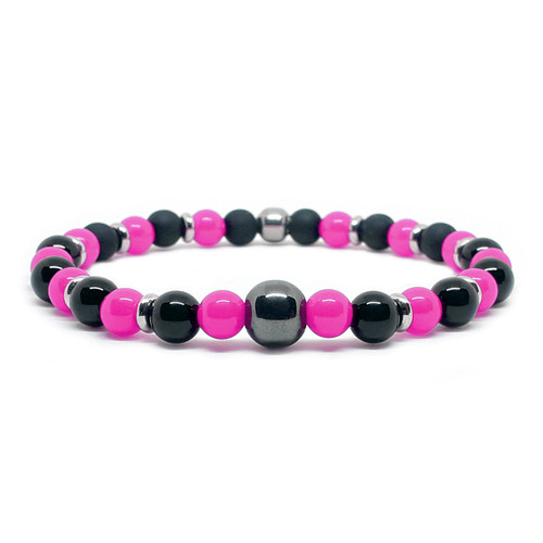 Bracciale fucsia nero ematite - fucsia,