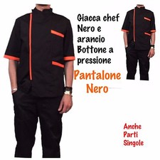  GIACCA CUOCO CHEF NERO KIT  CUCINA MANICA CORTA  ALIMENTARI 