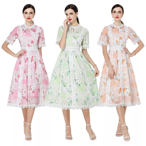 Vestito midi verde - midi, pesca