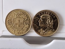 Moneta 20 franchi Helvetia 1935 no oro