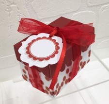 20 PEZZI Portaconfetti ROSSO LAUREA a POIS nastro escluso RETTANGOLARE 9 0484