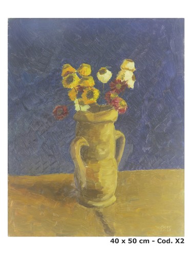 Quadro olio tavola fiori - quadro, su