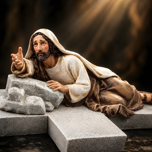Statua gesù sdraiato - sdraiato, sulla