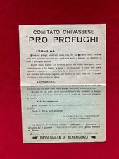 WW1 prima guerra mondiale CAPORETTO manifesto accoglienza PROFUGHI CHIVASSO