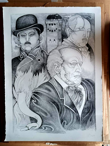 Litografia giuliano pini - pini, (
