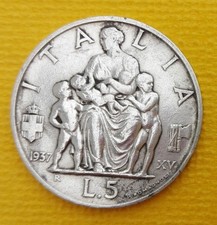 Italy 5 lire 1937, silver rare