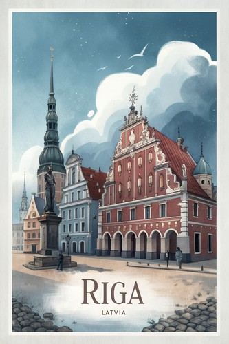 Riga lettonia poster viaggio - lettonia,