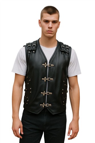 Gilet pelle vitello nero - vitello,