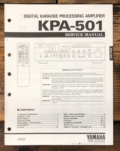 Yamaha kpa 501 amplificatore - yamaha, kpa-501