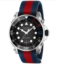 Gucci Dive Black Dial Blue Red
