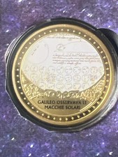 Medaglia Galileo Galilei-Galileo Osservaya Le Macchie Solari-33 mm placcata oro PP