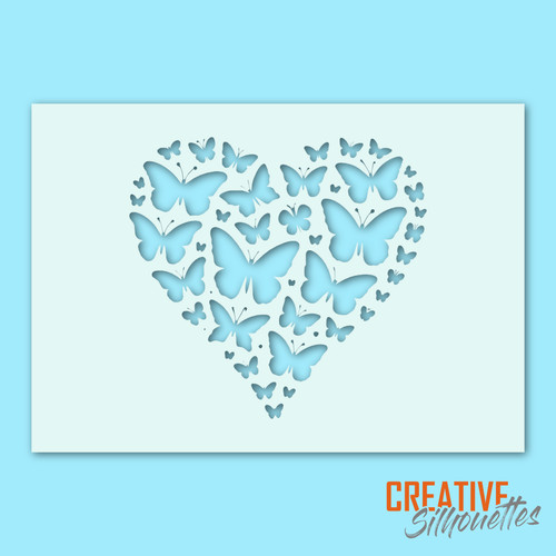 Stencil cuore farfalla - amore,
