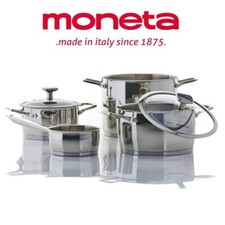 MONETA ACCORDO BATTERIA PENTOLE 6 PZ IN ACCIAIO INOX ADATTA SU INDUZIONE