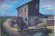 Quadro autentico, dipinto a tempera, da Ippolito Umberto Biraghi, il Mulino