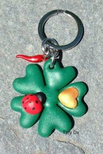 PORTACHIAVI CON COCCINELLA CORNETTO ROSSO CUORE RICOPERTO DI FOGLIA ORO art.1834