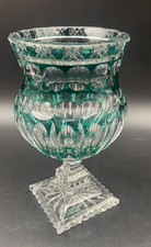 Vaso Coppa soprammobile cristallo verde smeraldo Boemia Bohemia