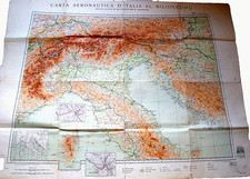 DUE CARTINE GEOGRAFICHE REGIA AERONAUTICA D'ITALIA AL MILIONESIMO 1942