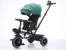 Triciclo per bambini 5 in 1 passeggino bici triciclo 3 ruote baldacchino smontato verde