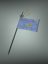 Bandiera Lancia Alabarda Argento Legno Orientale Scena Presepe 45 Cm