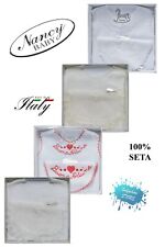Completo bavetta + camicina BUONA FORTUNA 100% seta made in Italy NANCY BABY