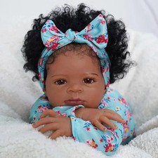 50 CM Bambola Afroamericano Reborn Baby Doll Lanny Pelle Scura Ragazza Regalo