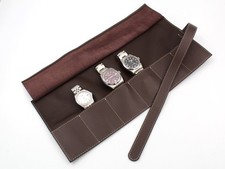 Custodia Orologi 6 Posti Vera Pelle Vitello Marrone Scuro Travel Case Made Italy