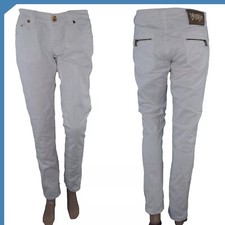 Rinascimento Pantalone Jeans Donna Bianco Made Italy Affusolato I42 W28 M Medium