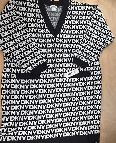 Dkny black ivory - black/ivory, v-neck