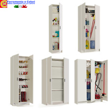 Armadio Mobile Multiuso porta scope Armadietto Scarpiera SLIM Bianco Maniglie