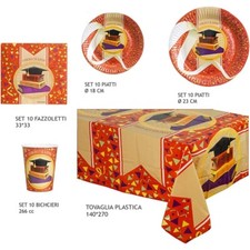 Kit decorazioni set festa laurea piatti tovaglioli tovaglia biacchieri 41 pz  ST