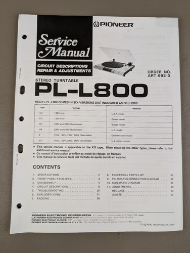 Pioneer l800 giradischi - pioneer, pl-l800