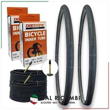 KIT 2 COPERTONI BICI CORSA 2 CAMERE D'ARIA 700X23 23 622 VALVOLA PRESTA 48mm DEE