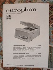 apparecchi elettrici EUROPHON: RADIOFONOVALIGIA, FONOVALIGIA 1960