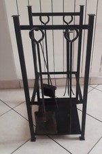 PORTA LEGNA SET 4 ATREZZI PER CAMINO CON PORTALEGNA