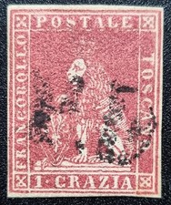 ASI Toscana 1857 1 crazia carminio usato Sass. 12
