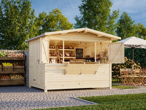 Chiosco legno non trattato - in,