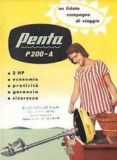 PENTA MOTORE FUORIBORDO 2 HP PUBBLICITà 1960 CATALOGO CARATTERISTICHE TECNICHE