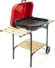 Barbeque a Carbone Con Ruote, Griglia Regolabile E Coperchio BBQ Efesto