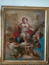 Dipinto Antico Gesù Bambino Con Simboli Della Passione 